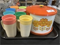 Retro Japan-made canister set, Raffiaware.