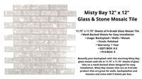 Misty Bay 12" x 12" 
Glass & Stone Mosaic Tile