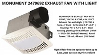 MONUMENT 2479692 EXHAUST FAN WITH LIGHT