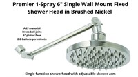 1-Spray 6" Single Wall Fixed Shower Head Brushed N