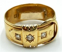 18K Antique English "Belt" Ring w/Diamonds.