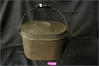 Large Wood Handled Tin Lunch Pail