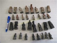 COMPLETE (SOAPSTONE?) CHESS SET - 16 PIECES