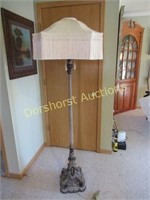 VINTAGE LAMP POST W/ SHADE; SOME CHIPS ON BASE;