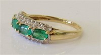14KT Gold Emerald & Diamonds  Ring Sz. 6.75
