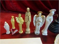 Vintage religious lot. Figures, cross, candles.