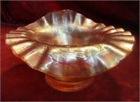 Vintage Carnival glass. Ruffled bowl.