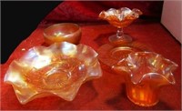 (5)Vintage Carnival glass.  Bowls.