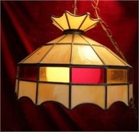 Hanging Vintage stained glass light fixture lamp.