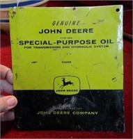 Vintage John Deere oil Sign. 8" by 9"