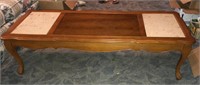 Mid Century Wood & Marble top Coffee Table