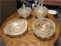 Collection of Vintage Cut Glass Bowls & Dishes
