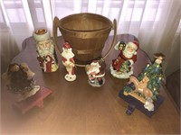 Collection of Resin Christmas Decorations  & Baskt