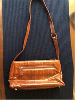 Lee Sands Genuine Eel Skin Purse in Cognac