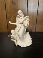 Vintage Porcelain Angel w/ Harp & Putti
