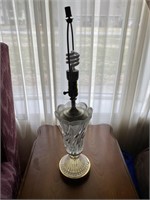 Vintage Pressed Glass & Brass Table Lamp