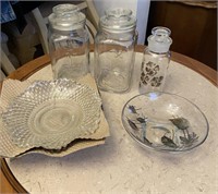 Assorted Collection of Glass Cannisters & Bowls
