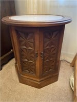 Mid Century Round Marble Top End Table