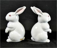 1970 FITZ & FLOYD WHITE RABBIT BUNNY BOOKENDS