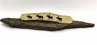 Inuit Scrimshaw Art Piece On Alaskan Moose Antler