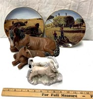Horse themed plates and figurines