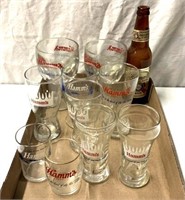 Hamm’s beer glasses/beer bottle