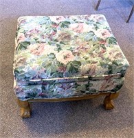 Footstool with wooden claw feet