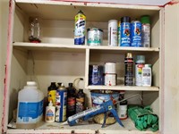 Spray Paint, Paint Thinner, Contents of Cabinet