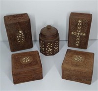 5pc Vintage Wood Boxes