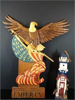 Wood Carved Liberty Eagle, Decor