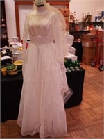 Vintage organza wedding dress with long sleeves,