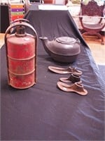 Cast iron tea kettle 6" high x 12" long,