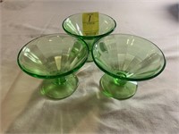 Green Depression Glass Desert Cups