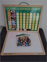 wooden framed magnetic weekly chore chart