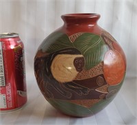 hand carved and signed costa rica vase