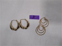 10kt Gold Hoop Earrings  2.2grams