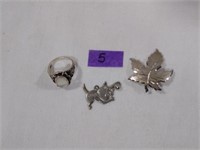 Sterling Silver .925 Pins, Charms, Rings