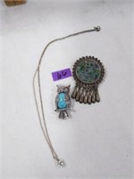 2- Sterling Silver Pendants- Turquoise