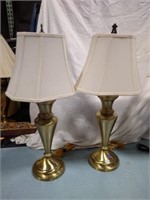 Pr. of table lamps,brushed goldtone,