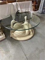 Glass top swan table