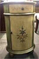Oval-Shaped French Country Painted Side Cabinet