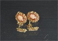14kt Gold Cameo Post Earring Studs