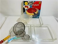 Pyrex Glass Cake Pans(3) w/ Misc. Baking Items