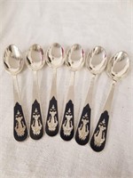 Set of 6 sterling silver demitasse spoons SIAM