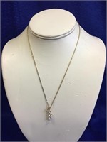 Sterling and CZ Pendent & Sterling Gold Tone Chain
