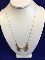 14K Gold Necklace w/ Gold Beads and Gold Heart