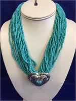 Beaded Turquoise 24 Strand Necklace