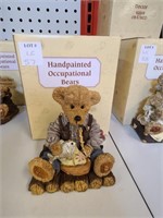 Hand Painted Occupational Bear Decor Fishing