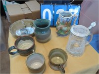 GROUP OF POTTERY ITEMS-GLASS STEIN