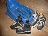 Winter Package-2 Sets Skates & Plastic Sled